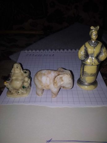 Фигурка из кости "НЭЦКЕ", Монах,слон и Соломия с посеребрением.