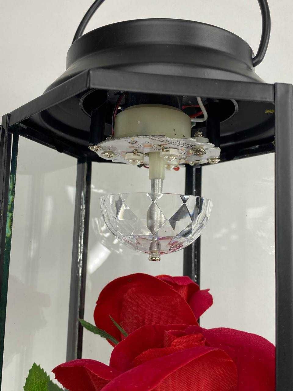 Подвесной Led RGB фонарь светильник с искусственными розами