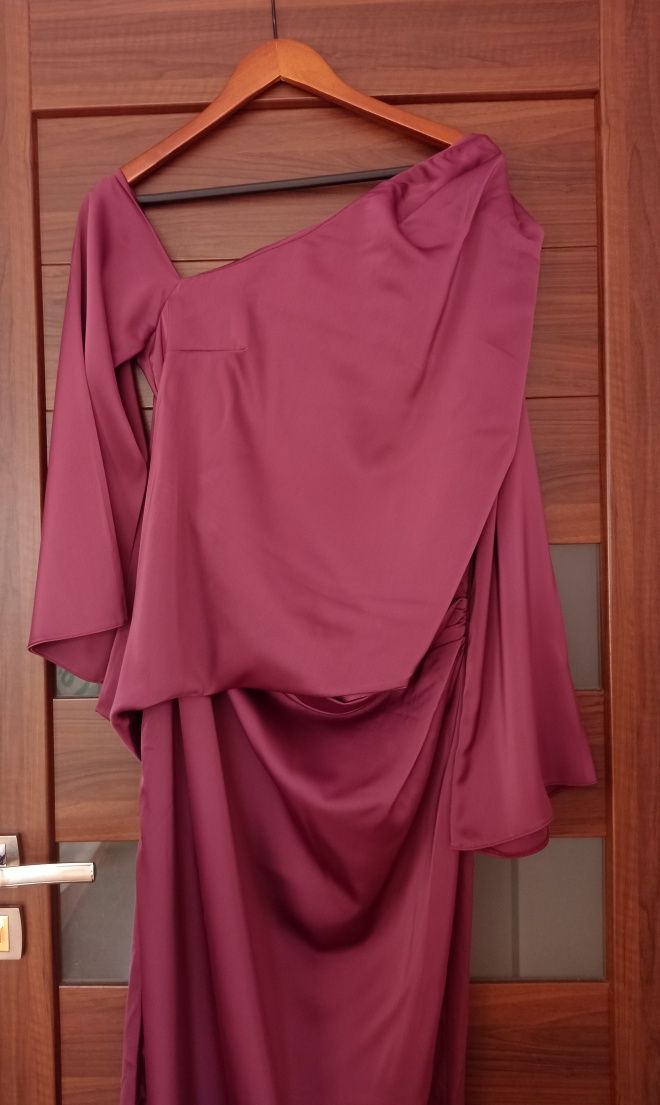 Asos Design suknia 46 XXXL balowa długa asymetryczna róż fiolet