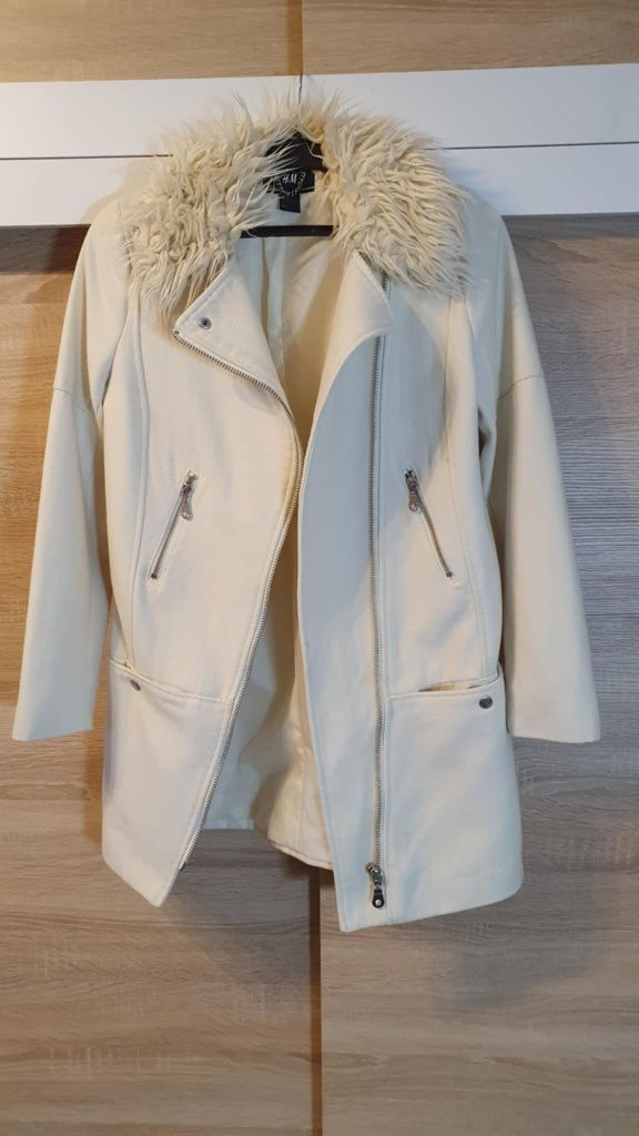 Płaszcz parka kremowy H&M rozmiar XS/34
