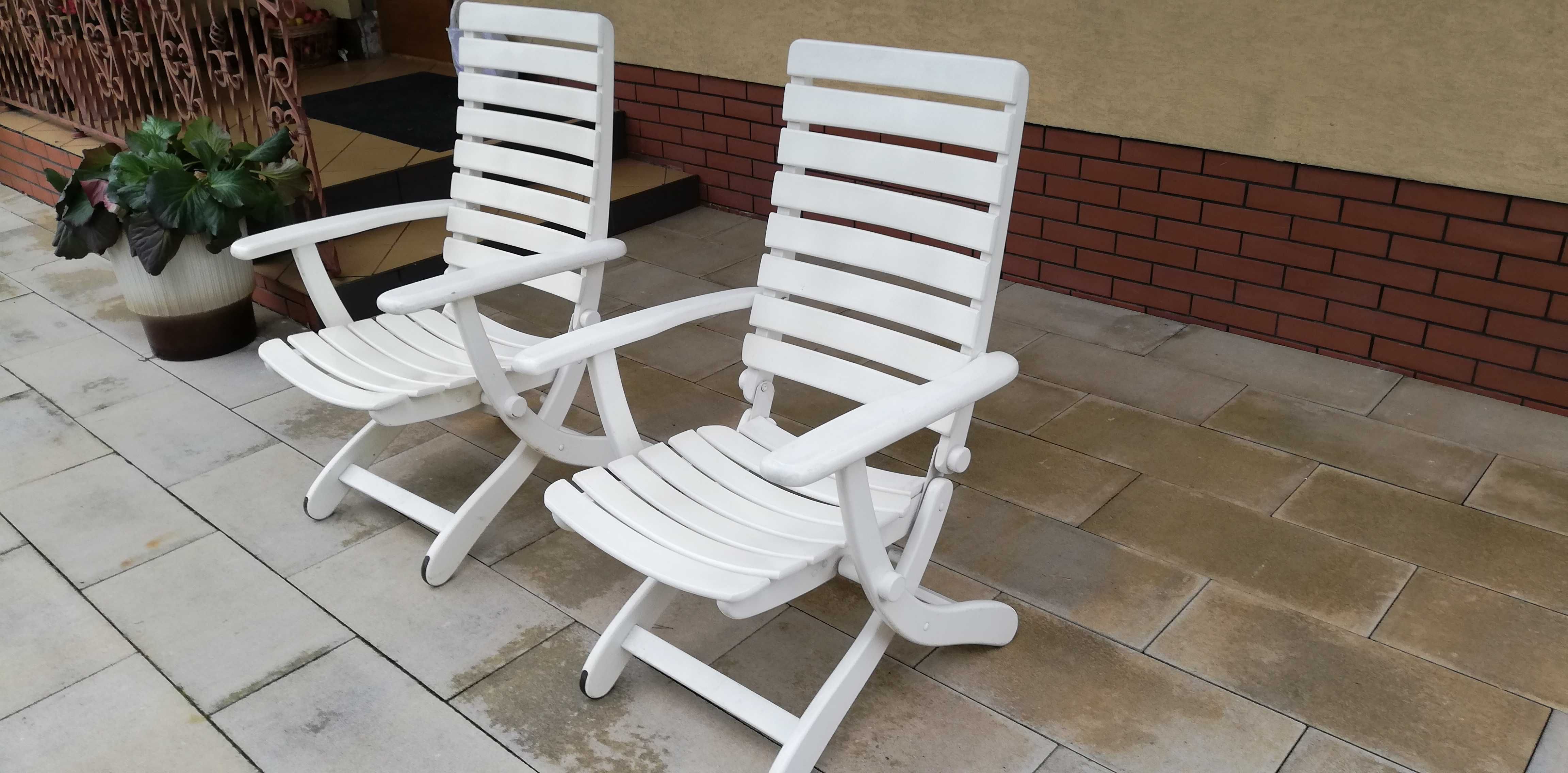 Leżak drewniany długi basen ogrodowy art deco vintage prl fotel krzesł