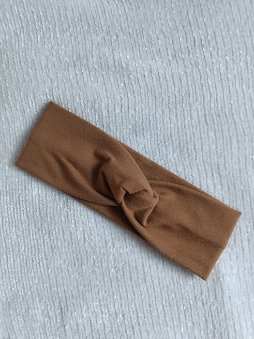 Bawełniana opaska do włosów przeplatana - miodowa