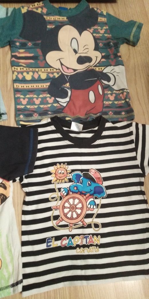 Zestaw, t-shirt Bluzki myszka Miki, Tomek plus spodnie 92