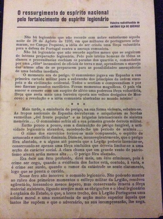 Excelente escasso documento da época do Estado Novo