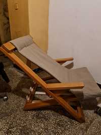 Leżak rozkładany,drewniany,wypoczynkowy, lata 80