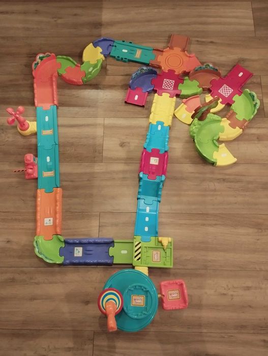 Tor samochodowy, kolorowy, puzzle, łączenie, bardzo dużo elementów