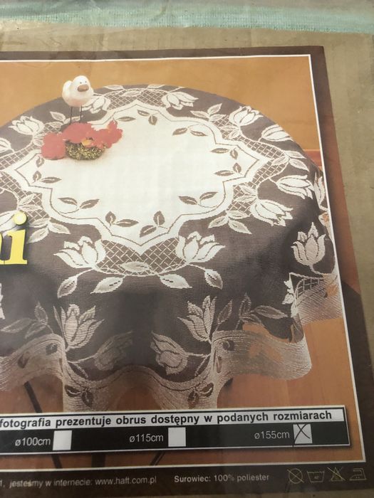 Okrągły obrus żakardowy, zielony 155