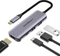 Newmight Adapter USBC na HDMI Hub USB C 4 w 1  zasilanie 100 W HDMI 4K