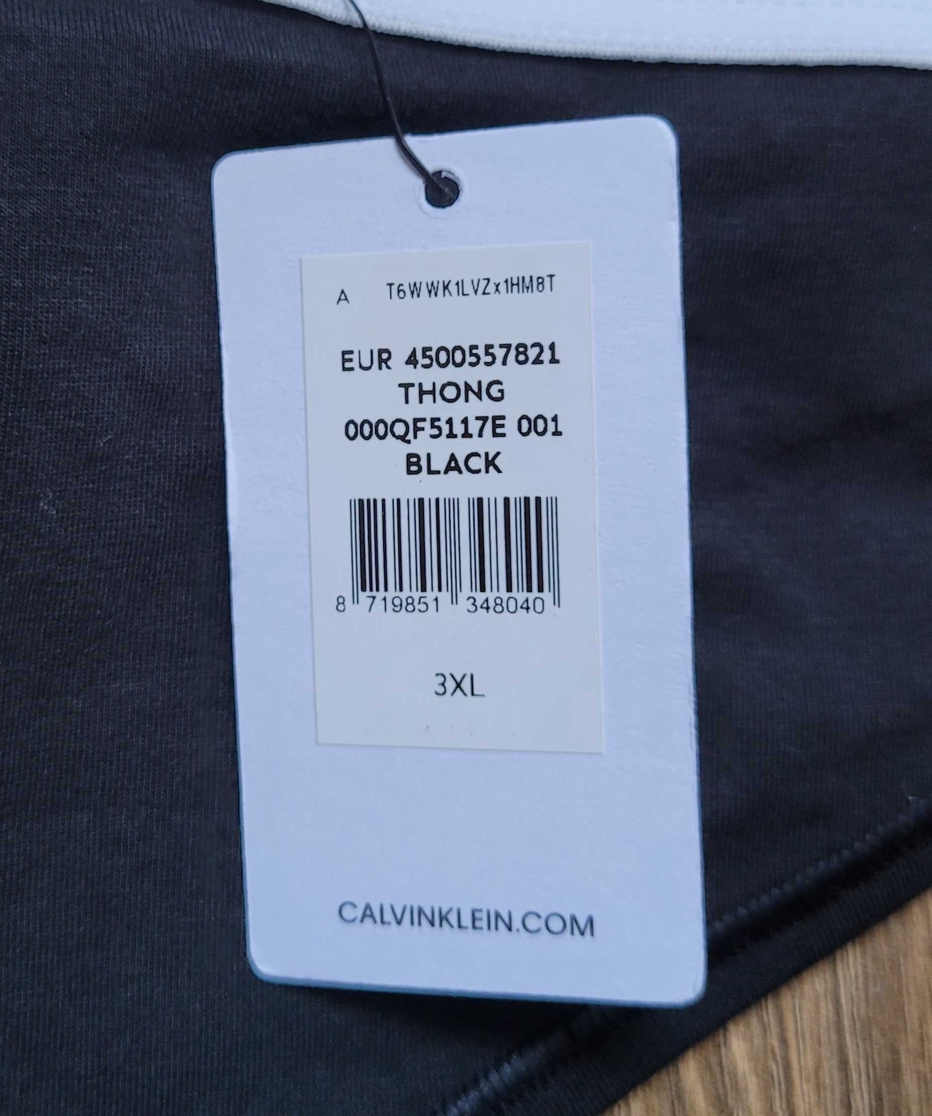 Calvin Klein Modern Thong damskie majtki stringi 3XL czarne logo NOWE
