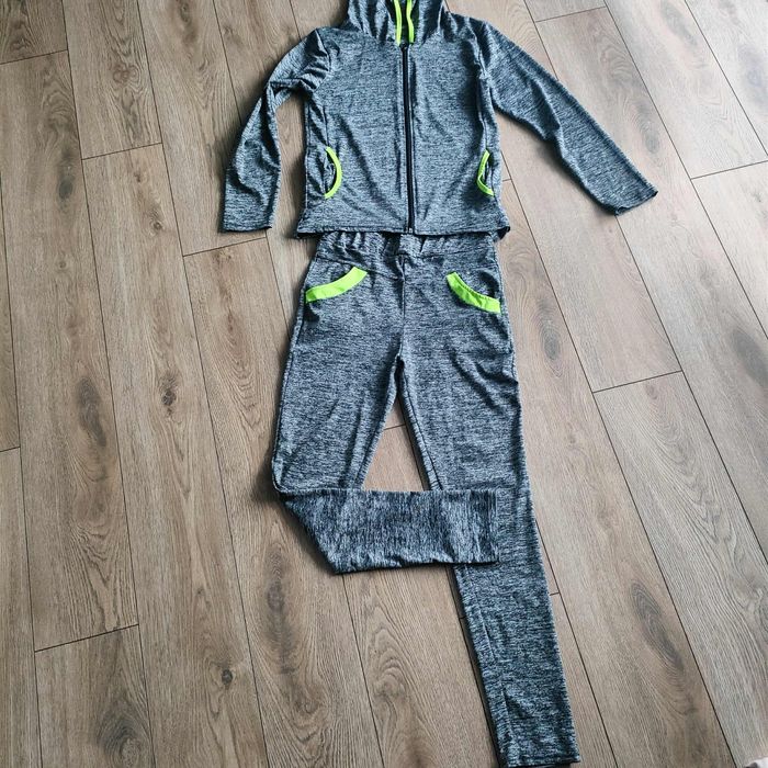 Komplet dres S/M szary bluza spodnie legginsy
