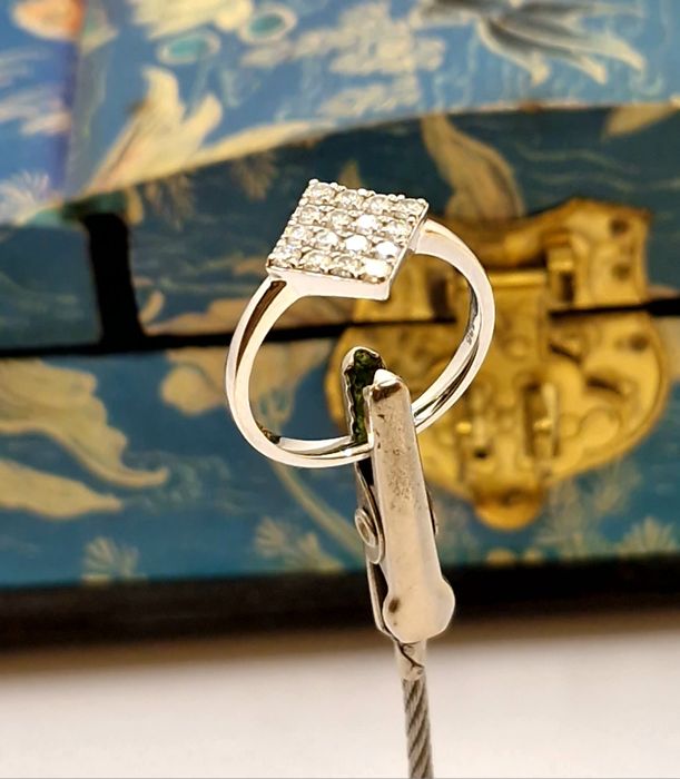 Artdeco pierścionek złoty 14 k brylanty 0.50 ct rozm. 16 certyfikat