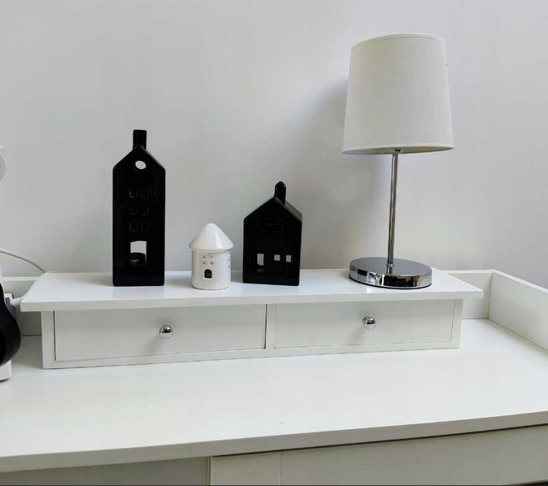 Nowa Półka Wisząca Biała z Szufladami Szafka Ścienna 65x15x10 -Wysyłka