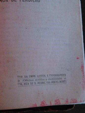 Livro raro de Camilo Castelo Branco, Amor de Perdição, 18ª edição 1911