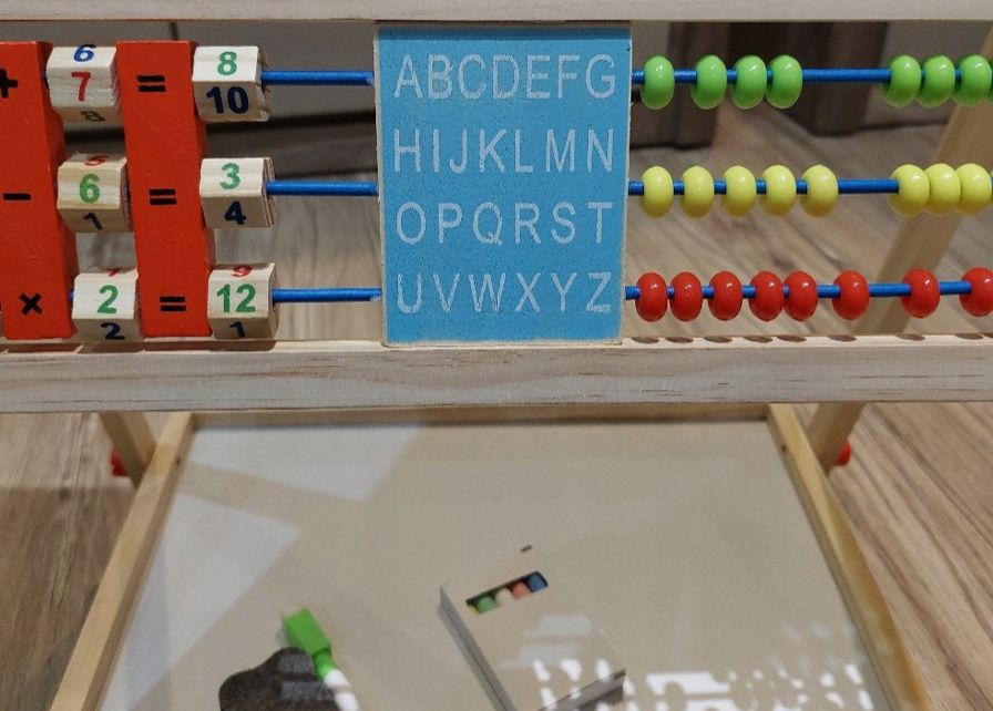 Dwustronna Tablica Edukacyjna Drewniana dla Dzieci 3w1 - Magnetyczna