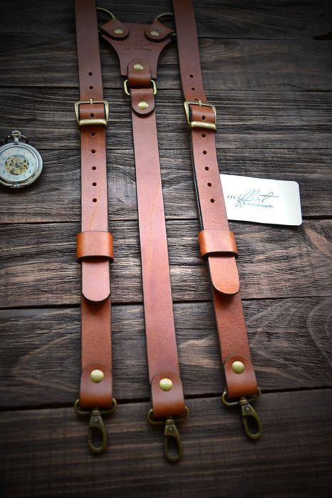 Кожаные подтяжки. Подтяжки из кожи. Мужские подтяжки. Ручная работа.