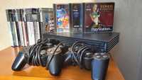 PlayStation 2 com 3 comandos e 14 jogos