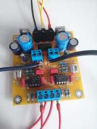 Przedwzmacniacz gramofonowy DIY dual opamp zasilanie symetryczne