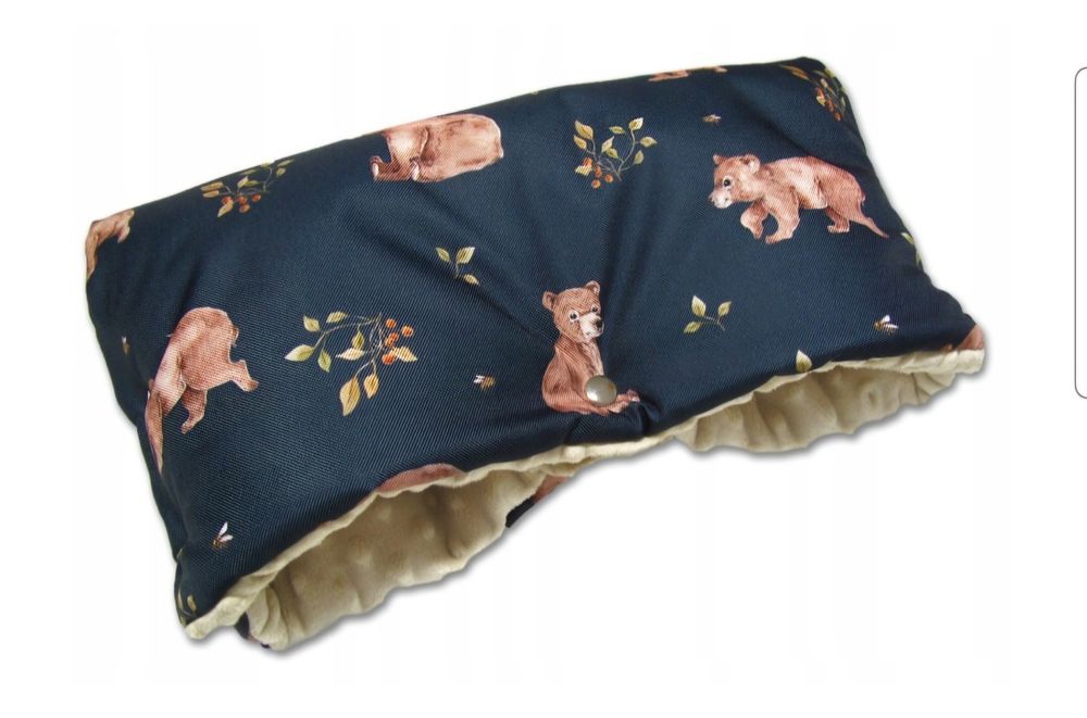 Mufka do wózka ocieplacz na ręce minky wodoodporne misie miś