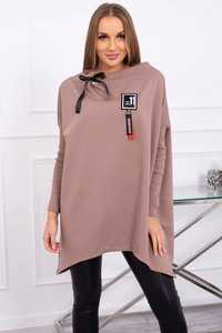 Bluza oversize z asymetrycznymi bokami mocca UNI