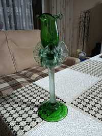 Świecznik szklany zielony
