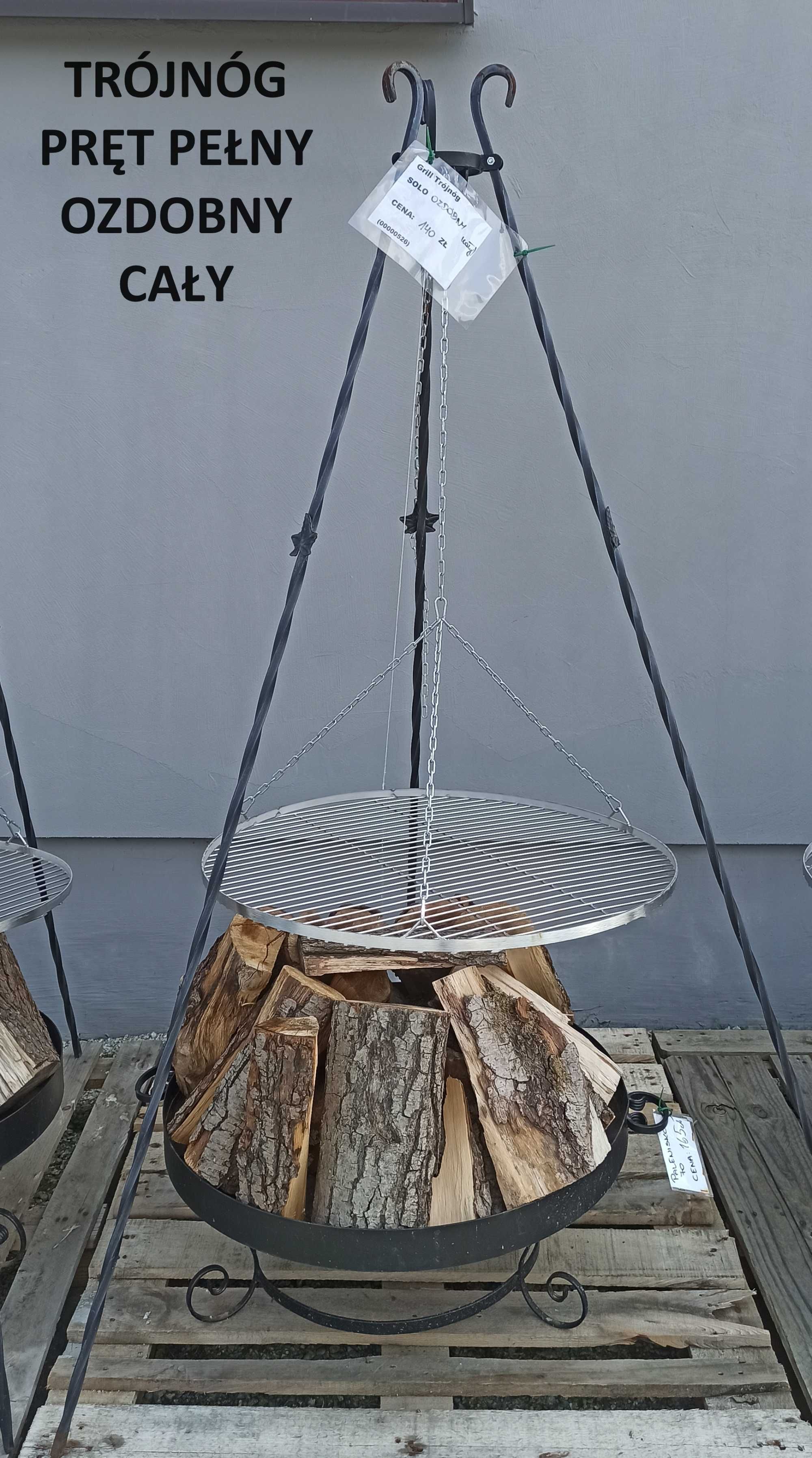 ZESTAW GRILL TRÓJNÓG kuty + ruszt + palenisko ZESTAWY 60,70,80 cm