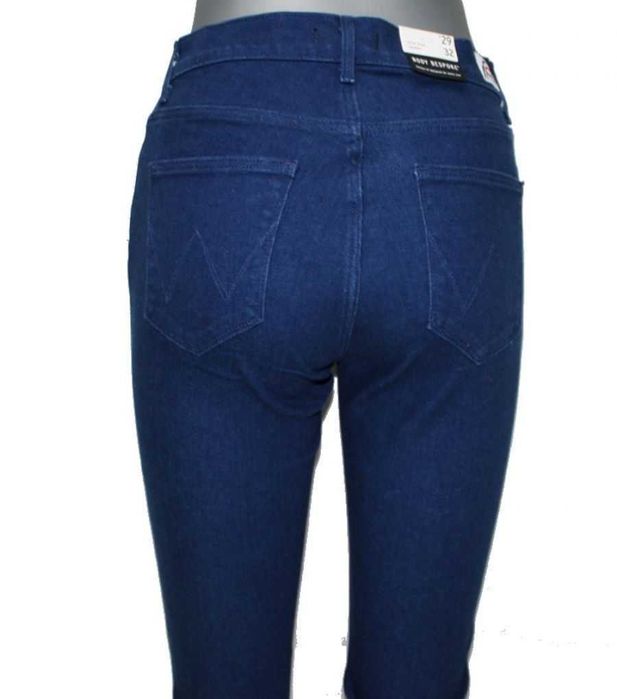 Jeansy rurki Wrangler High Skinny granatowe damskie wysoki stanW26/L32