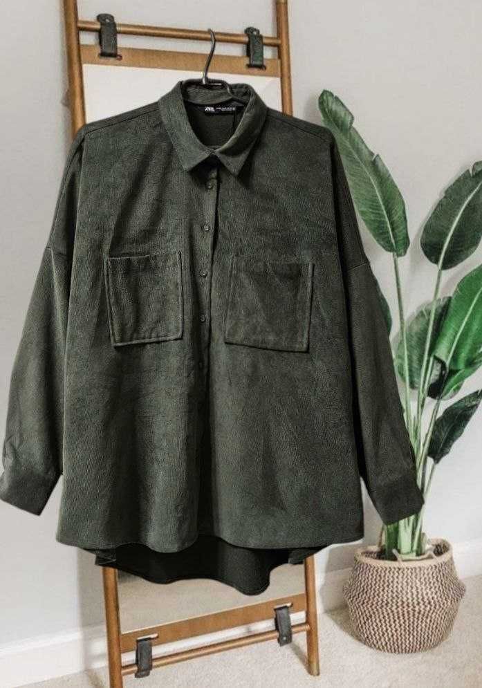 Рубашка Zara свободного кроя оверсайз с большими нагрудными карманами