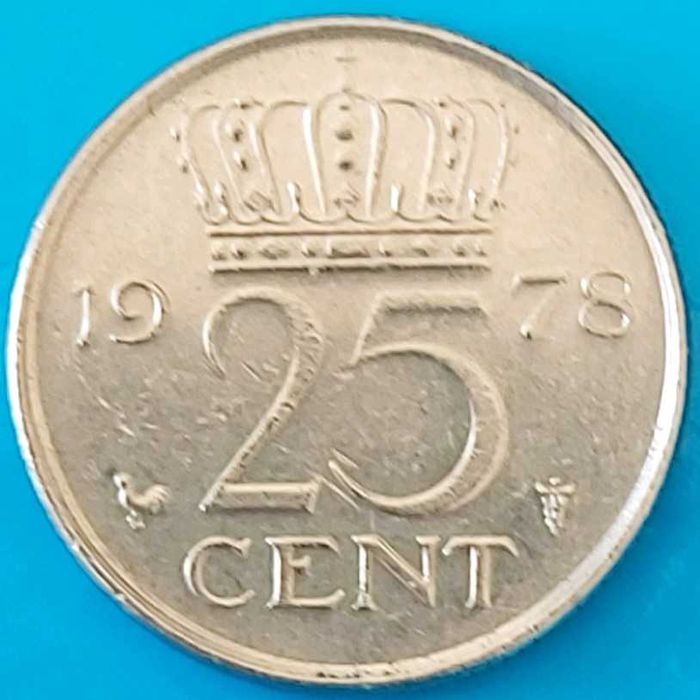 25 Cêntimos de 1978 Rainha Juliana dos Países Baixos