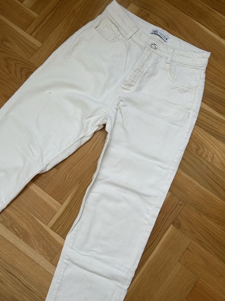 Jeansy wysoki stan Zara 38 M białe jak nowe
