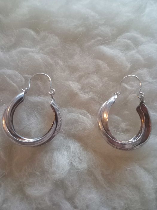 Duże modne, kręcone koła podwójne kolczyki próby 925