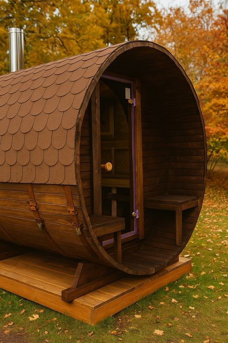Sauna ogrodowa BECZKA ze szwedzkiego drewna