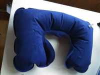 Подушка дорожная под шею под голову новая в упаковке. синяя. надувная