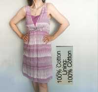 Sukienka letnia bawełniana L XL zwiewna fioletowa