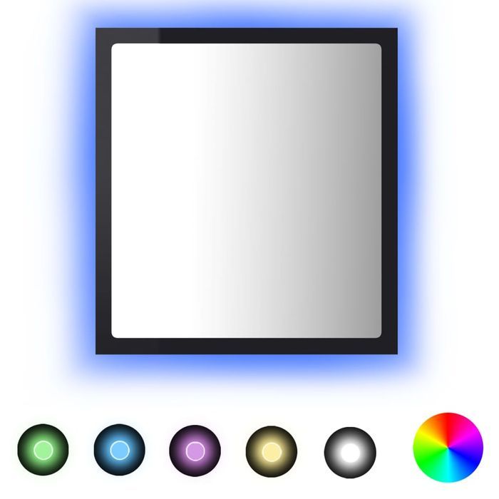 vidaXL Lustro łazienkowe LED, wysoki połysk, czarne, 40x8,5x37 cm