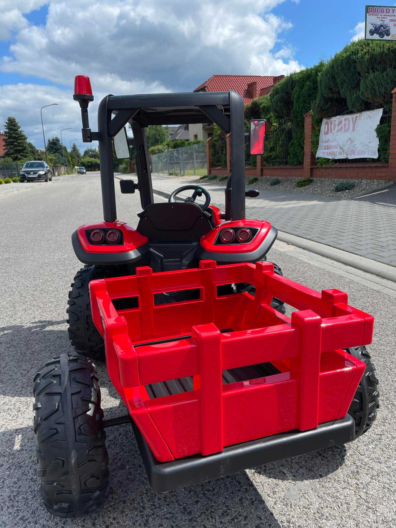 Traktor na akumulator z przyczepą 24v 2x200W Skóra EVA Traktorek PILOT
