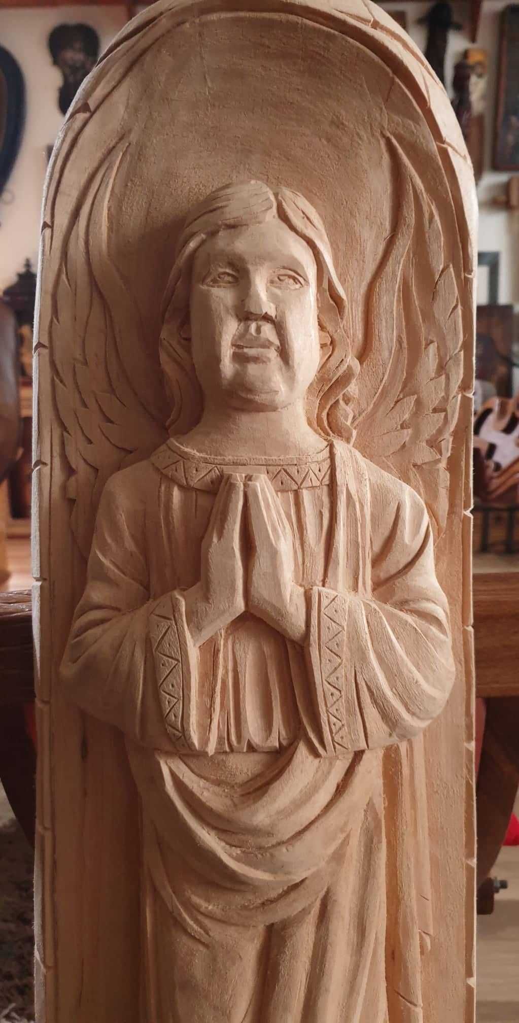 Anioł Srtóż rzeźba płaskorzeźba drewno nowy prezent