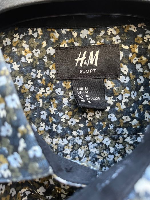H&M koszula slim fit męska print drobne kwiatki