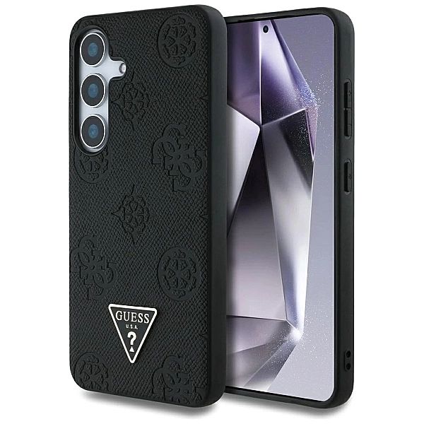 Etui Guess Grained Hot Stamp Peony Pattern Triangle Logo MagSafe do Sa