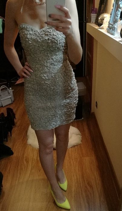 Wyjątkowa sukienka Drapowana Złoto-Beżowa rozm. XS/S oraz rozm. M