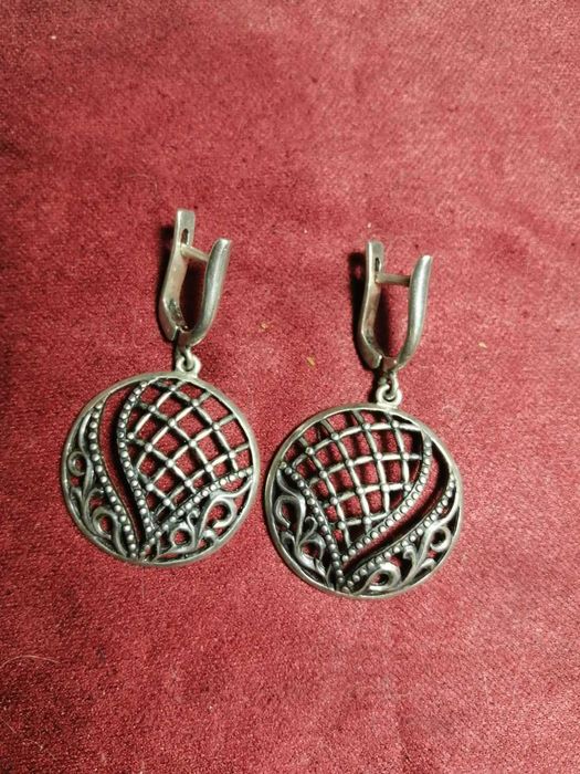 Сережки, чорнене срібло