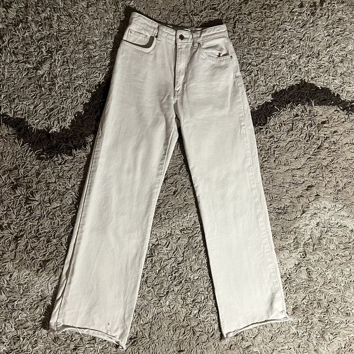 білі кльош джинси з високою посадкою