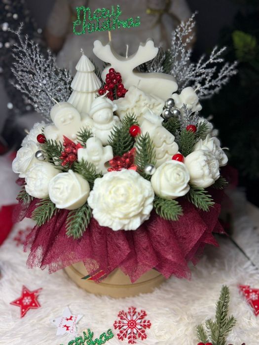 Świateczny Flower Box z świecami sojowymi