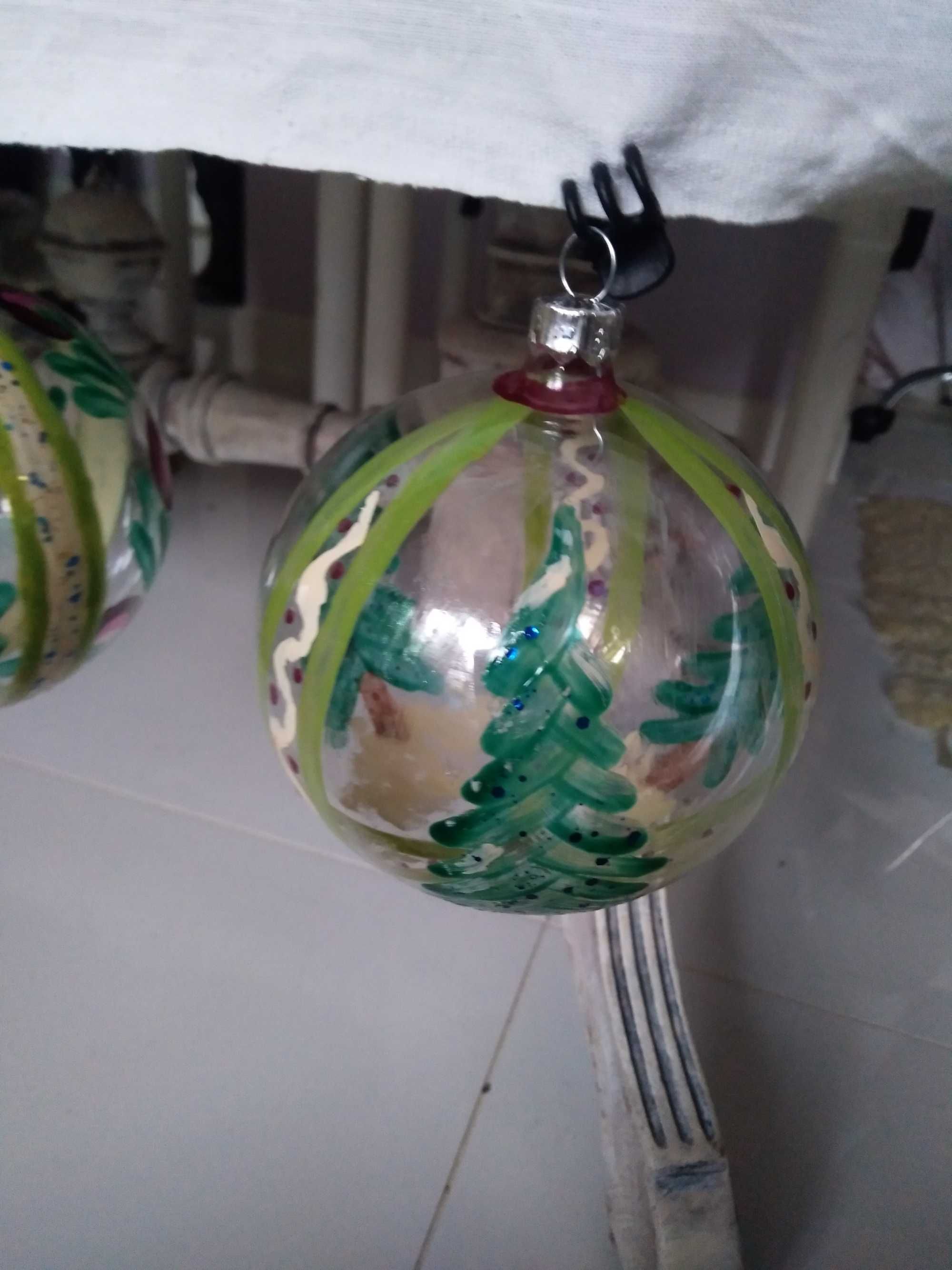 3 ręcznie zdobione handmade rękodzieło bombki choinkowe świąteczne