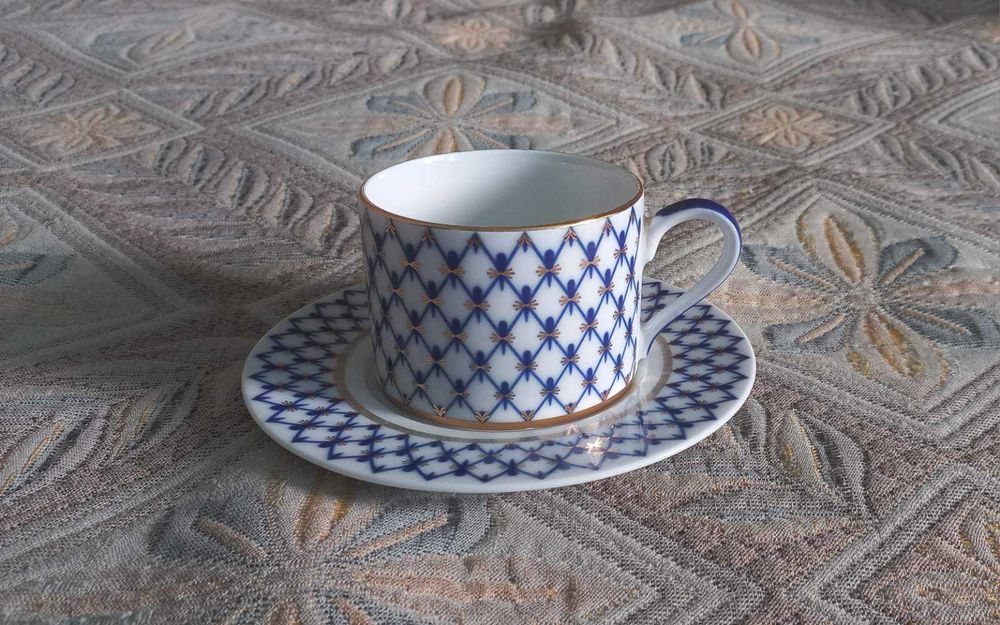 Чайная пара фарфор ЛФЗ кобальт сетка