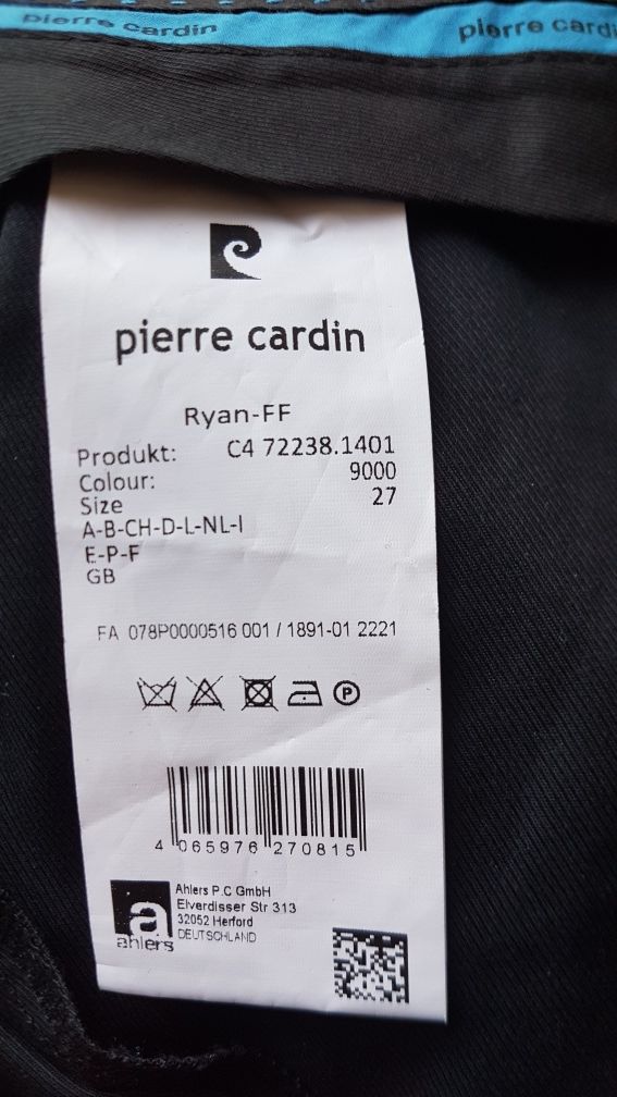 Męskie spodnie garniturowe Pierre Cardin eleganckie 27 XL czarne męski