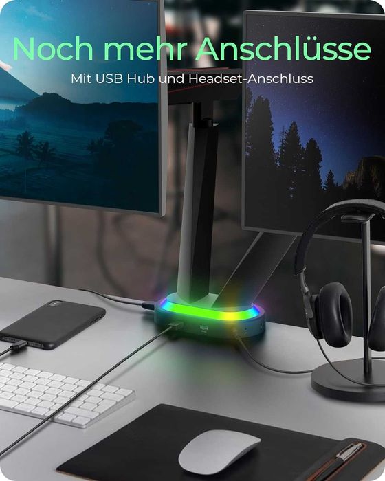 Тримач ігрового монітора ICY BOX з RGB-підсвічуванням для 2 моніторів