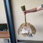 Lampa wisząca sufitowa żyrandol e27 regulowana sprężyna prl