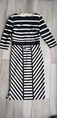 Piekna elegancka sukienka pasy studniowka zebra zip 36