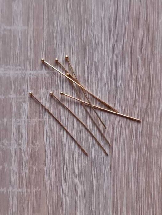 Szpilka z przytapianą czapką srebro złocone 50 mm - 7 szt.