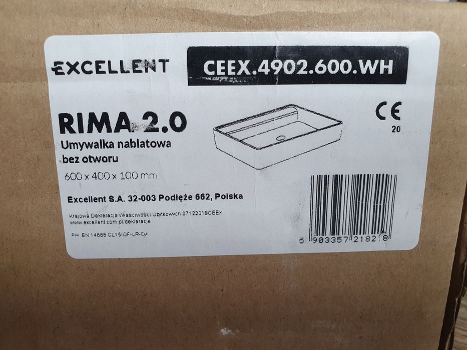 Umywalka nablatowa prostokątna Rima 2.0 (60 x 40) NOWA!